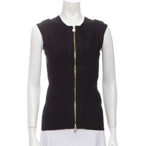 NEW Hervé Leger $980 Black Valeska Zip Black Gold